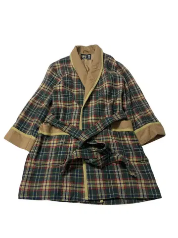 e196 DAKS 체크 무늬 로브 자켓 체스터 코트