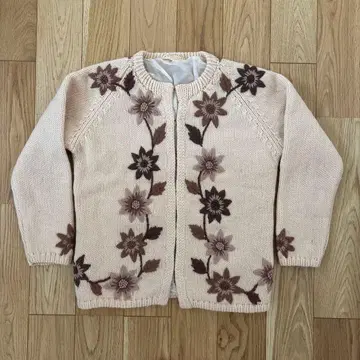 60s 70s 꽃 자수 가디건 빈티지