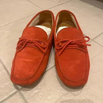 ZARA 스웨이드 로퍼 오렌지 43