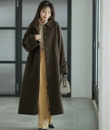 VIS 2WAY 울 혼방 롱 코트 브라운 S