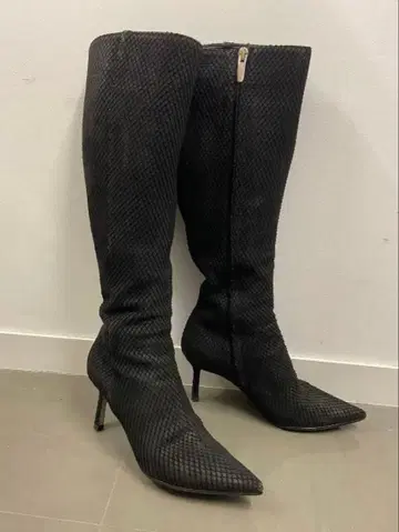 세르지오로시 스네이크 스킨풍 롱 부츠 블랙