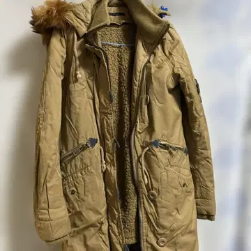 MOUSSY 후드 부착 베이지 모즈 코트 L 사이즈