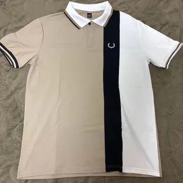 피케 셔츠 L 사이즈 베이지 화이트 블랙 스트라이프