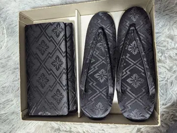 블랙 플라워 무늬 조리와 가방 세트 예복용