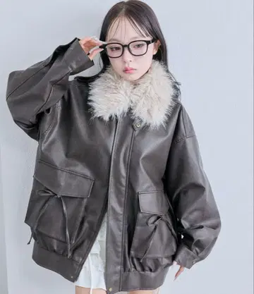 [ 당일 발송 ] OLIVE des OLIVE 퍼 인조가죽 블루종