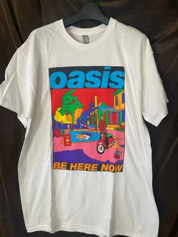 미사용 새상품 L 사이즈 OASIS BE HERE NOW T셔츠 화이트