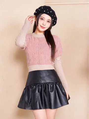 몰 니트 퍼프 숄 상의