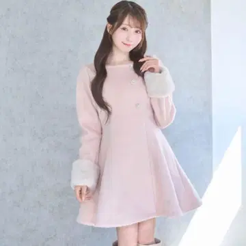 티펫 세트 플레어 코트 M 사이즈 핑크 롱 코트