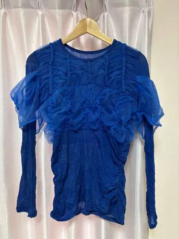 MAISON SPECIAL 셔링 튤 콤비 컷 탑