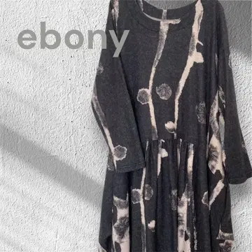 ebony [프리] 긴팔 원피스 패턴 루즈핏 블랙