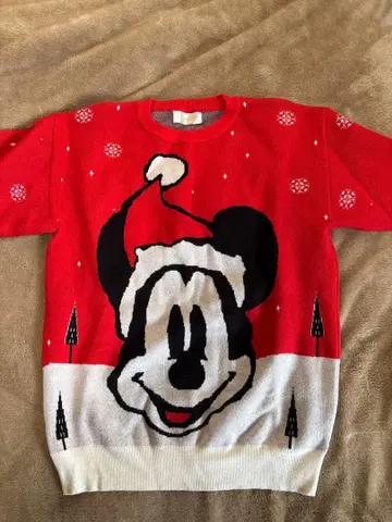 미키 크리스마스 스웨터 빨간색