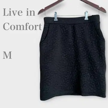 리브인컴포트 꽃무늬 퀼팅 스커트 블랙 M 페미닌 가을/겨울