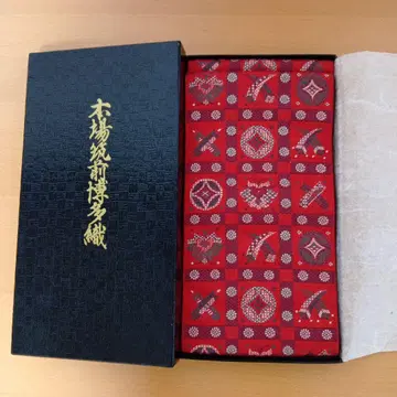 [ 미사용품 ] 본장 지쿠젠! 하카타 오리 반폭 오비 리버서블