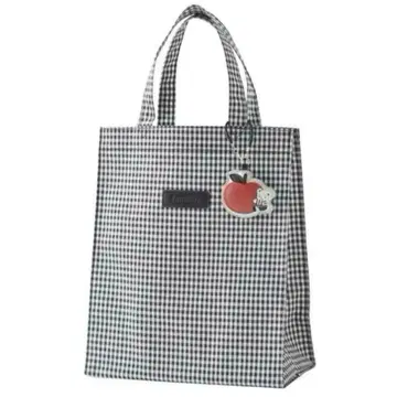 택 포함 미사용 새상품 파밀리아 깅엄 체크 토트백 블랙