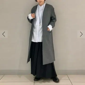 컨디션 최상 데 프레 니트 콤비네이션 노카라 코트