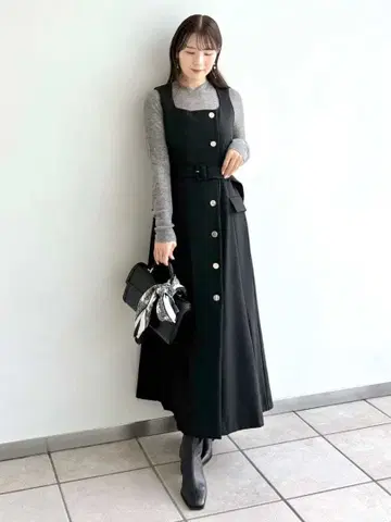 프레이 아이디 더블 헤링본 베스트 원피스