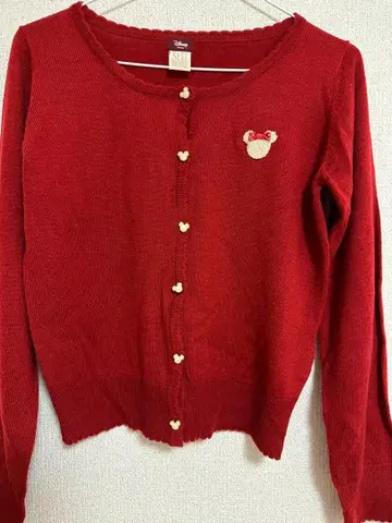 시크릿허니 Disney 미니 마우스 자수 빨간색 가디건