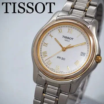454 작동 TISSOT 시계 남성용 데이트 골드 실버 PR50