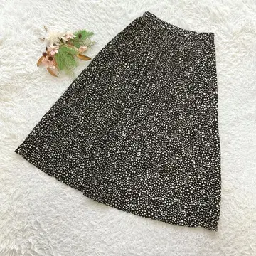 미사용 디스코트 (F) 플레어 롱 스커트 레오파드 무늬