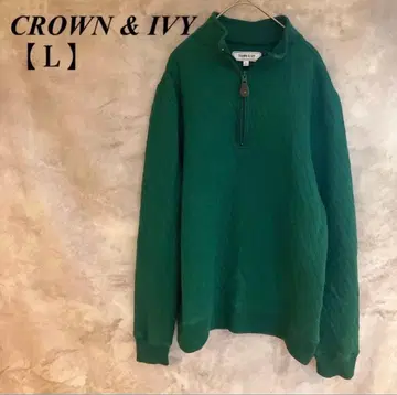 퀼트 CROWN & IVY [ L ] 그린 퀼트 자켓 하프 지퍼