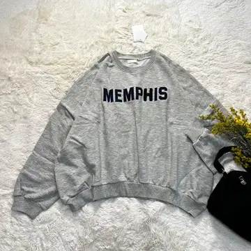 새상품 와이드 맨투맨 풀오버 와펜 오버 사이즈 그레이 프리