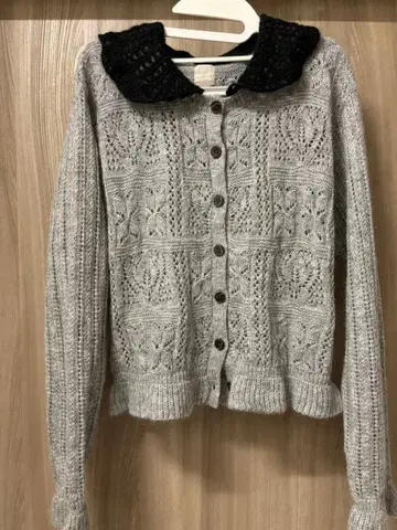 츠하루 모헤어 옷깃 크로셰 니트 가디건