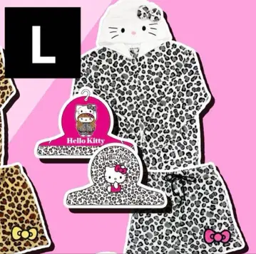 헬로키티 상하의 세트 숏팬츠 돈키 레오파드 무늬 화이트 블랙 L 사이즈