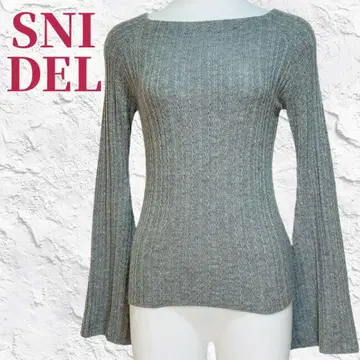 컨디션 최상 스나이델 리브 니트 벨 슬리브 스퀘어 넥 ( F ) 그레이