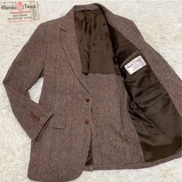 [ 새상품급 ] 해리스 트위드 헤링본 싸개 버튼 테일러드 자켓 L