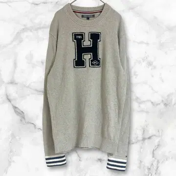 타미힐피거 긴팔 니트 스웨터 L 그레이 심플 코튼100%