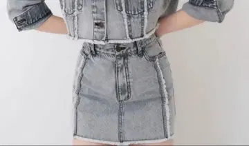 DIANTE 프링지 데님 미니 스커트 블루