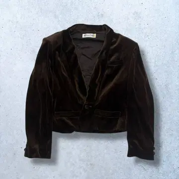 크롭 자켓 다크 브라운 벨벳 클래식 포멀