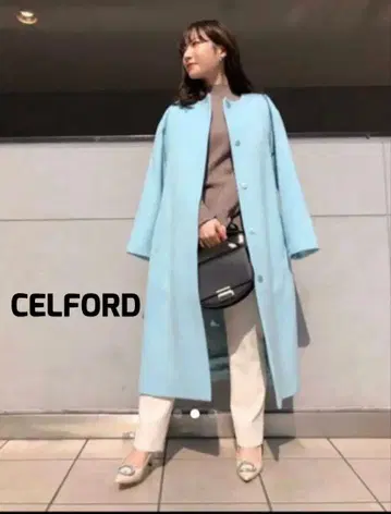 CELFORD 노카라 컬러 코트