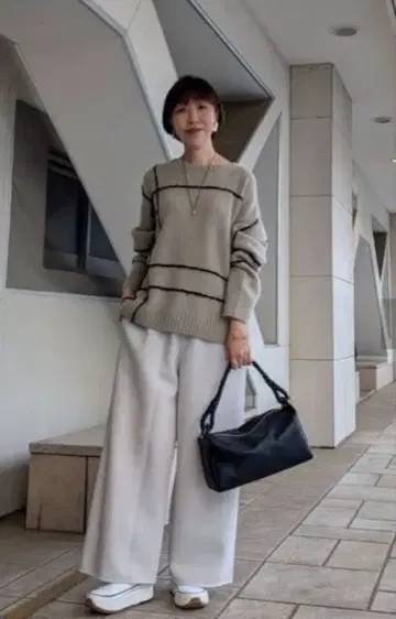 BEARDSLEY 리플 종이상자 허리 리브 팬츠 L