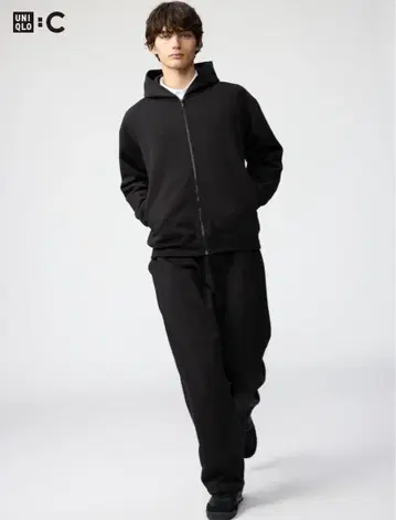 [ 미사용 ] 유니클로C 맨투맨 와이드 팬츠 블랙