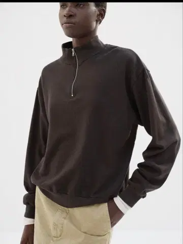 [ AURALEE 사이즈 0 ] 슈퍼 하이 게이지 맨투맨 하프 지퍼 PO