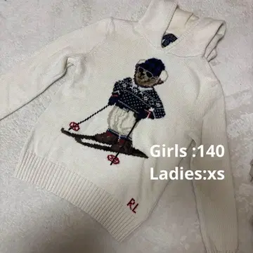 폴로베어 니트 스웨터 후드 부착 여성용 XS (girls140)