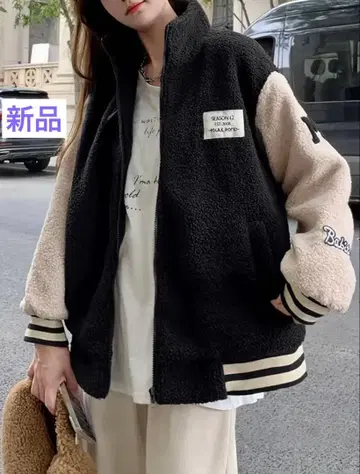 미사용 새상품 여성용 아우터 보아 자켓 블랙 L 사이즈