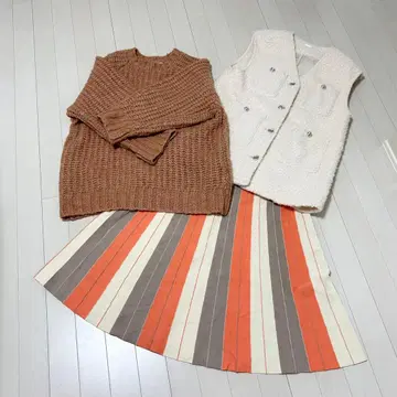 여성용 가을 겨울 의류 오렌지 계열 묶음 판매 코디 판매