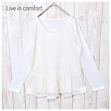 빅 사이즈 리브인컴포트 레이스 페플럼 풀오버 페미닌