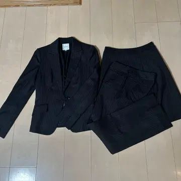 INDIVI 스트라이프 블랙 수트 36 스커트 팬츠 3종 세트