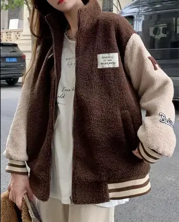 미사용 새상품 여성용 아우터 보아 자켓 브라운 L 사이즈