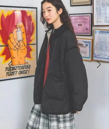 Niko and - 코듀로이 칼라 퀼팅 자켓