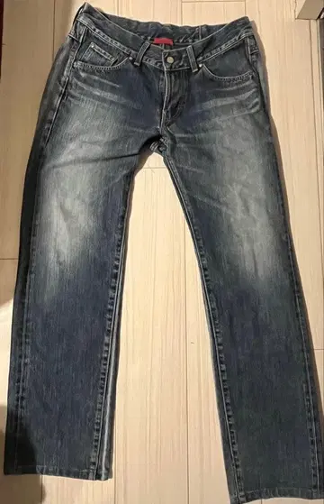 다크 블루 데님 팬츠 윙 포켓