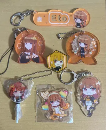 컬러풀 피치 카라피치 에토 씨 키링 스트랩 핀 배지 7개