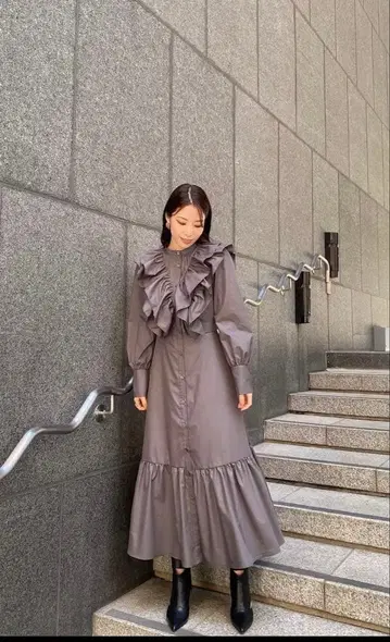 rienda 더블 프릴 티어드 플레어 OP 원피스 M