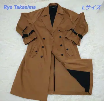 료타 카시마 트렌치코트 코튼 혼방 3 카멜 레이온 백 오픈