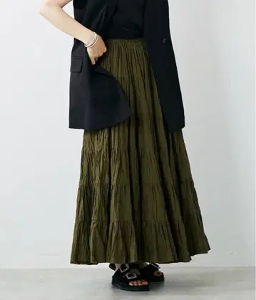 MARIHA 초원의 무지개 스커트 카키 마리하 마르티니크