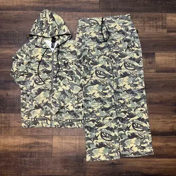 정말 멋진 Roen 카모 패턴 후드 부착 셋업 M 사이즈