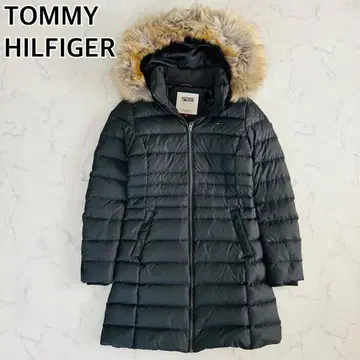 [ 컨디션 최상 ] 타미힐피거 롱 다운 코트 후드 퍼 블랙 S